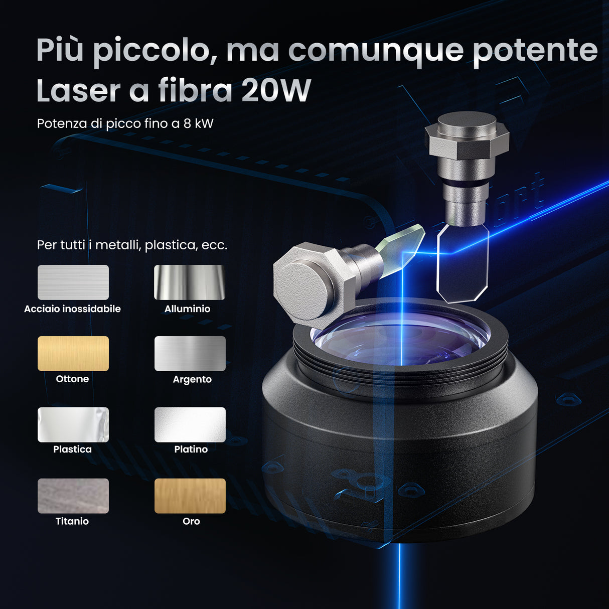 Monport GM 20W Incisore e marcatore laser in fibra integrato