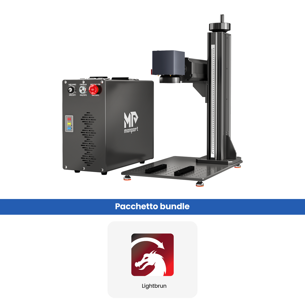 Monport GT 30W Macchina separata per incisione e marcatura a colori con laser a fibra MOPA e messa a fuoco automatica