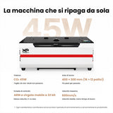 Monport Reno45 Pro Vision Aggiornato 45W Incisore & Tagliatore Laser CO₂ con Raffreddamento ad Acqua Integrato & Fotocamera HD da 8 MP