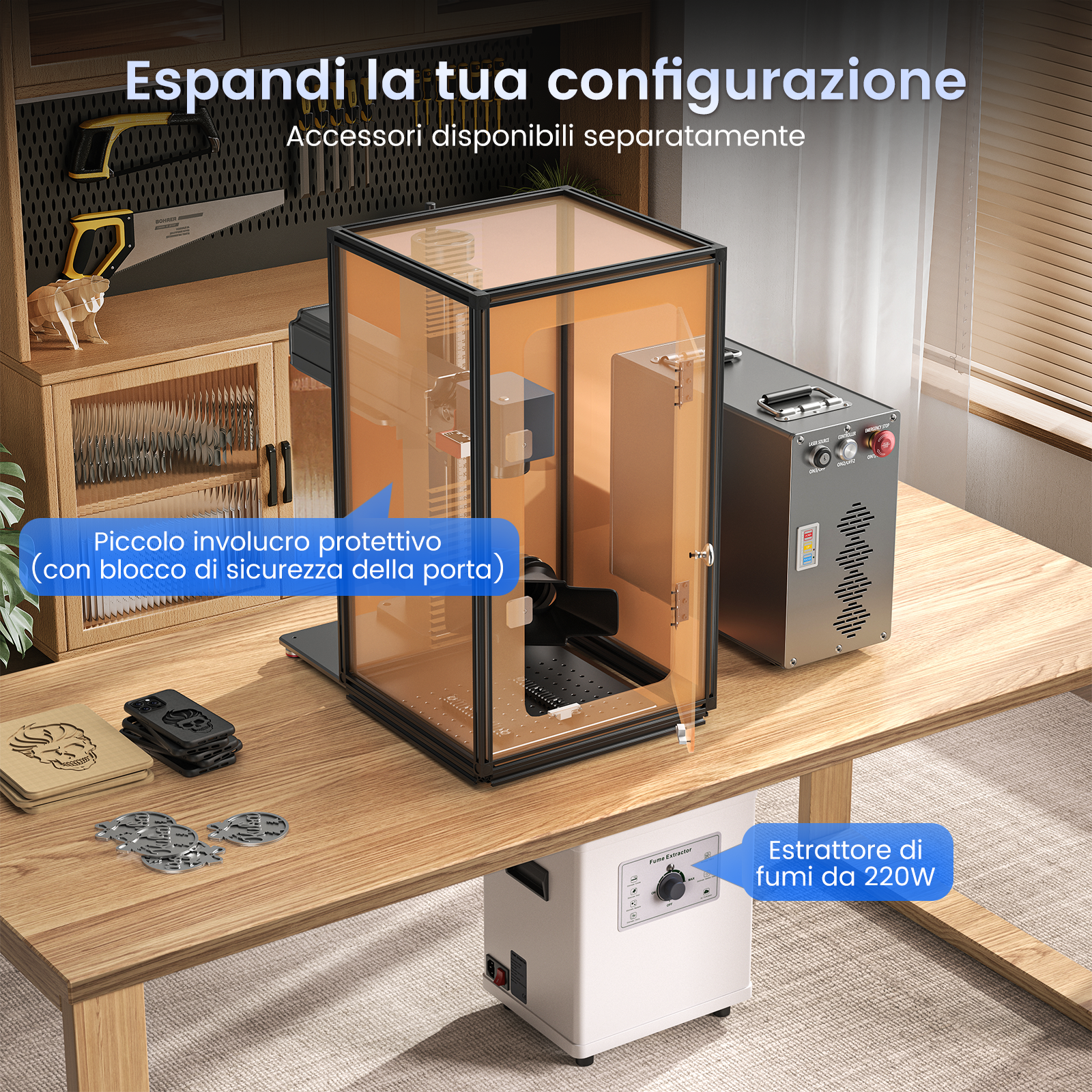 Monport GT 60W Macchina separata per incisione e marcatura a colori con laser a fibra MOPA e messa a fuoco automatica