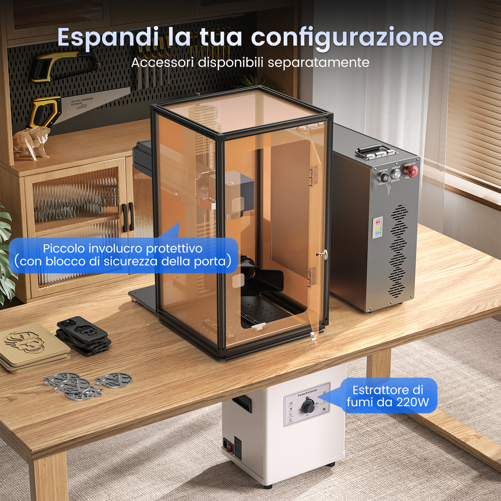 Monport GT 200W Split MOPA & Incisore laser a fibra con messa a fuoco automatica & Macchina per marcatura a colori