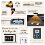 Monport Reno45 Pro Vision Aggiornato 45W Incisore & Tagliatore Laser CO₂ con Raffreddamento ad Acqua Integrato & Fotocamera HD da 8 MP