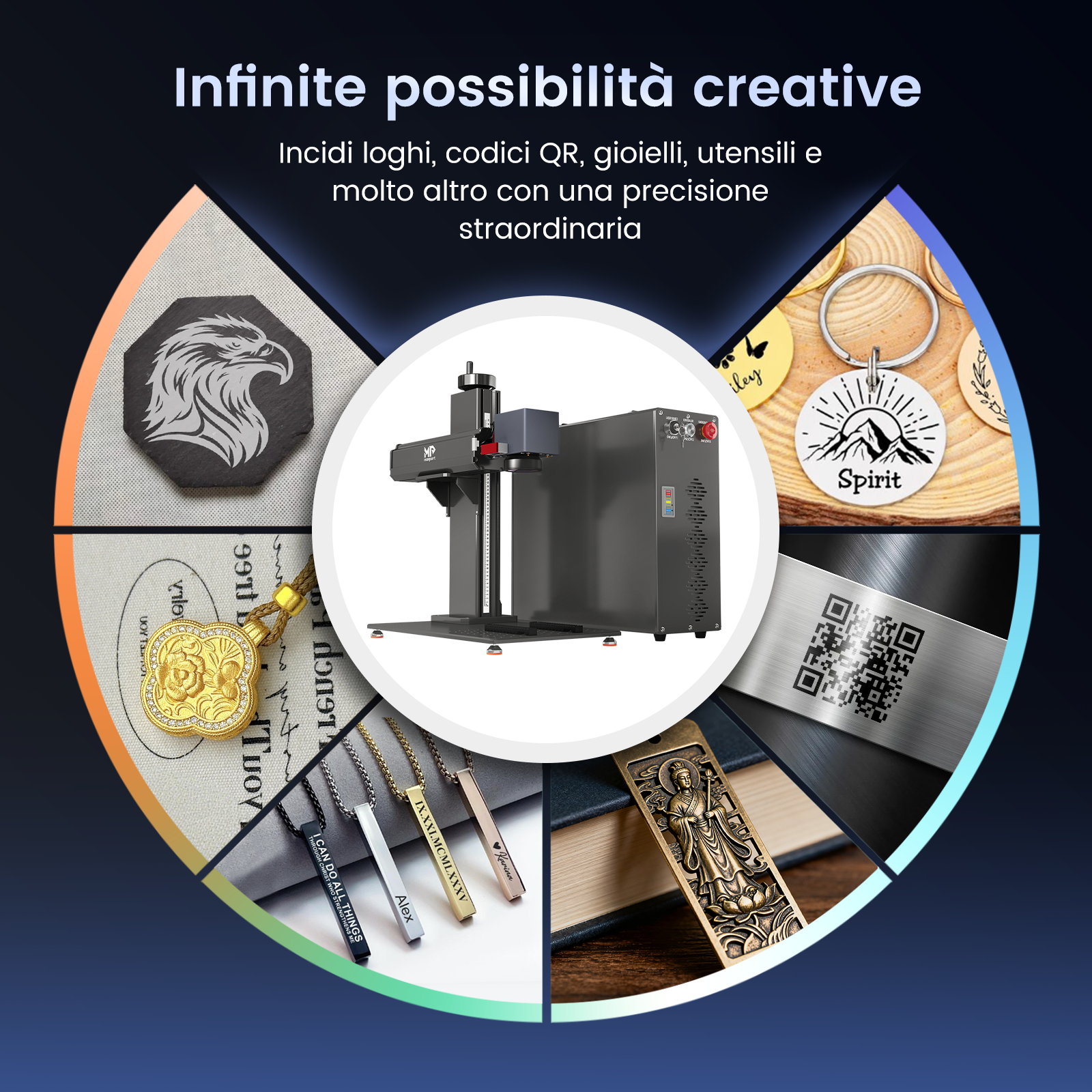Monport GT 200W Split MOPA & Incisore laser a fibra con messa a fuoco automatica & Macchina per marcatura a colori
