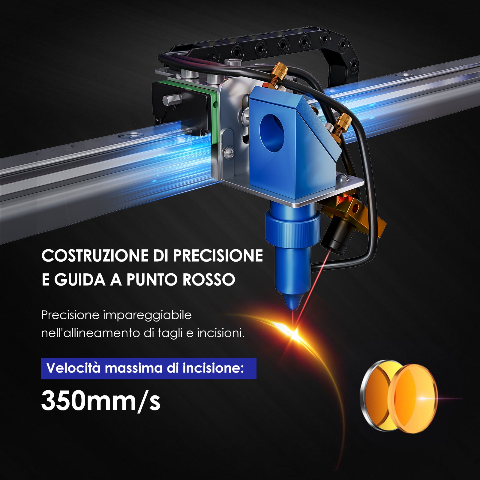 Incisore e taglierina laser CO2 Monport 40W Pro Lightburn-assistita (12