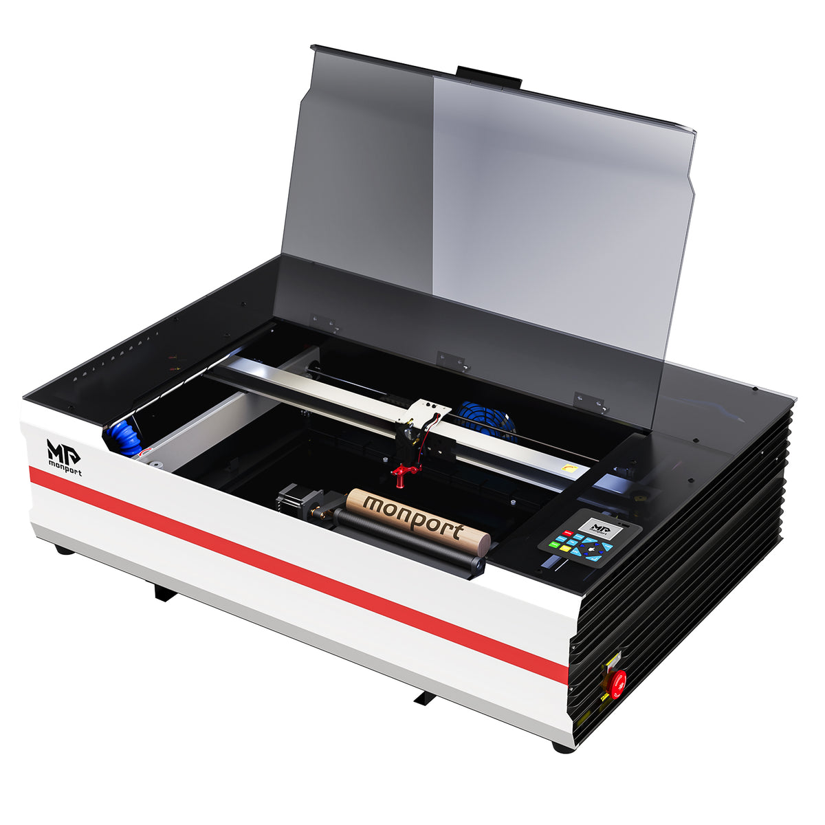 Monport Reno65 Pro 65W Incisore Laser CO₂ Aggiornato (24" × 16") con Raffreddamento ad Acqua, Assistenza Aria Integrata e Ripresa dell’Incisione dopo un’Interruzione di Corrente