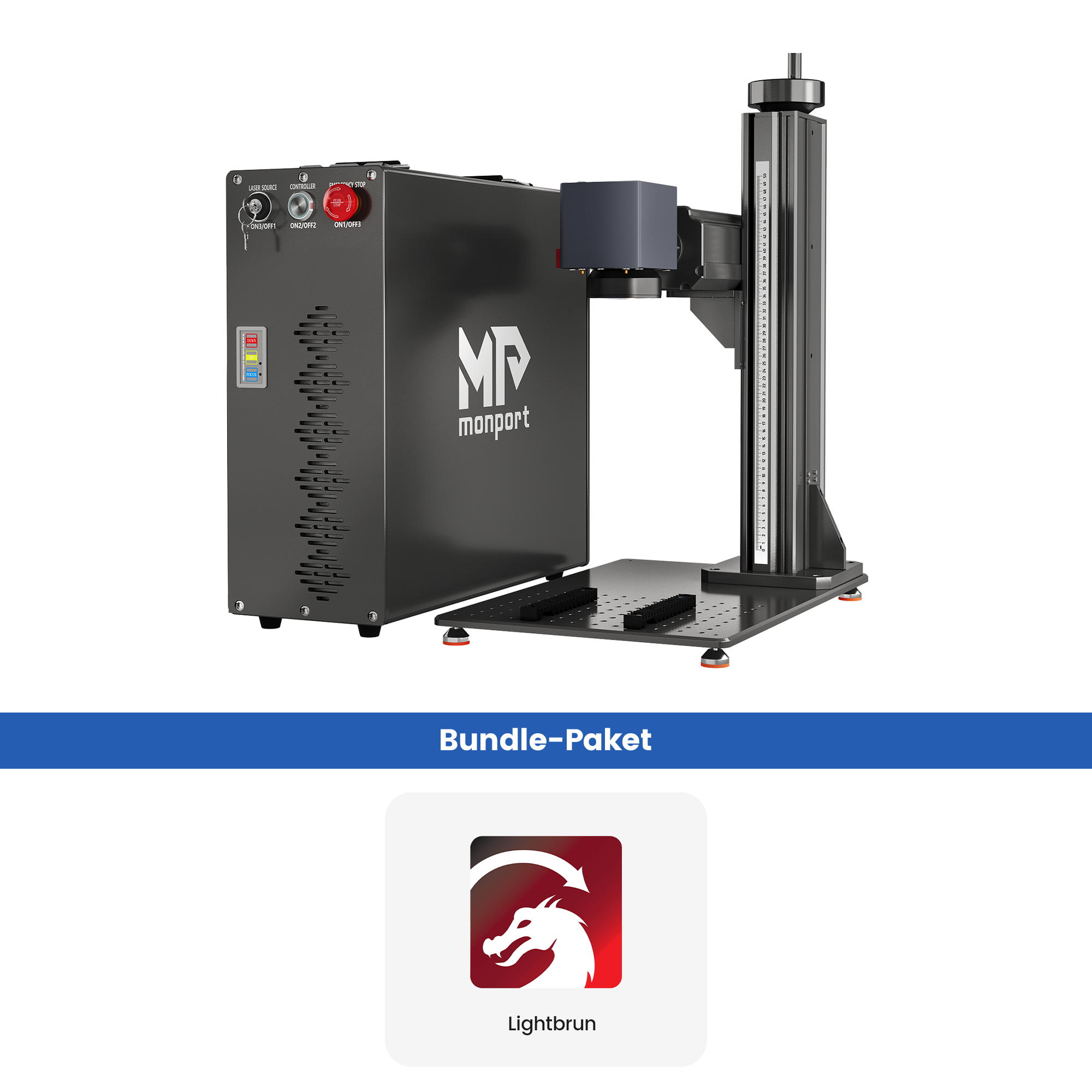 Monport GT 200W Split MOPA & Incisore laser a fibra con messa a fuoco automatica & Macchina per marcatura a colori