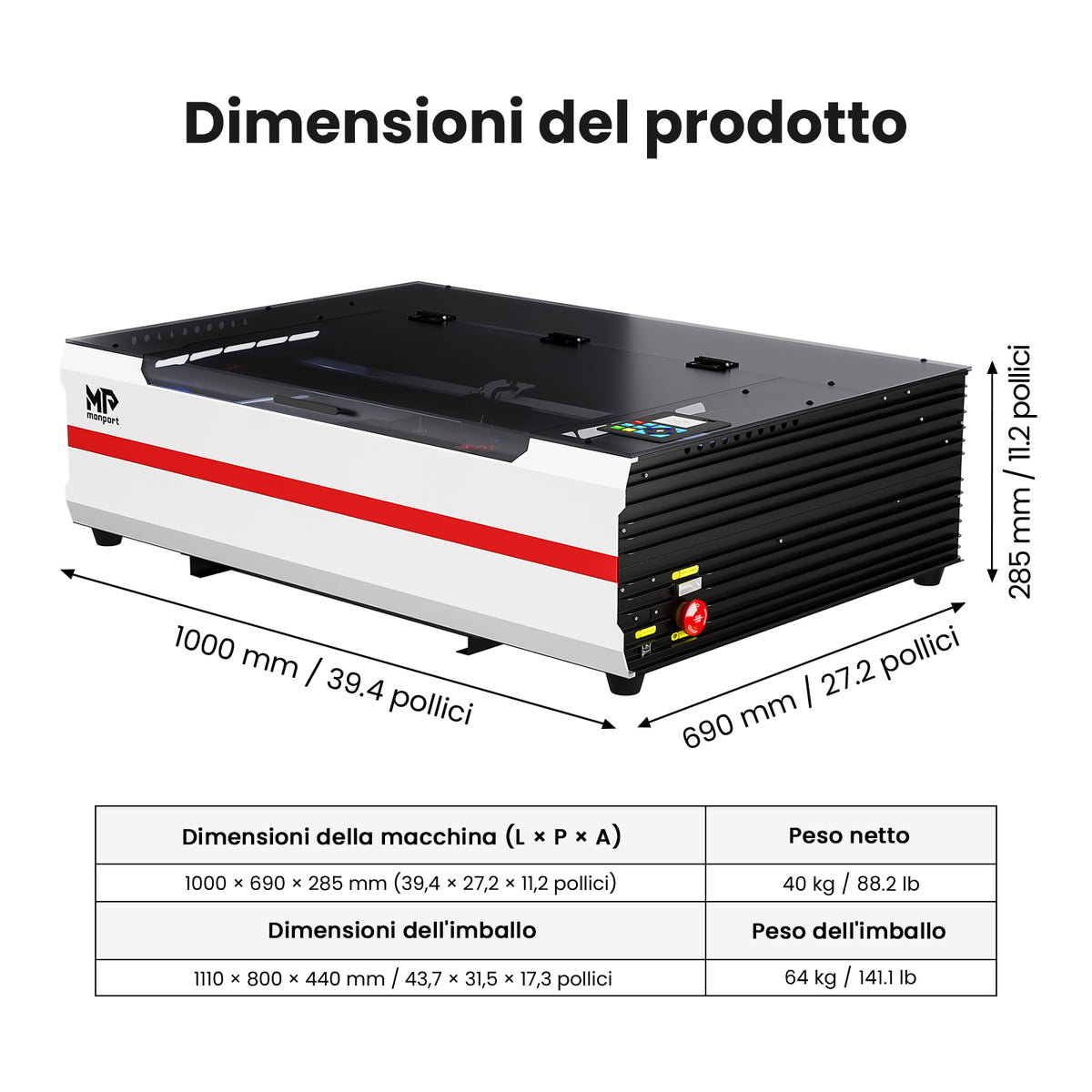 Monport Reno65 Pro 65W Incisore Laser CO₂ Aggiornato (24" × 16") con Raffreddamento ad Acqua, Assistenza Aria Integrata e Ripresa dell’Incisione dopo un’Interruzione di Corrente