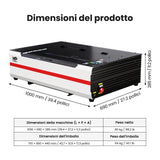 Monport Reno65 Pro 65W Incisore Laser CO₂ Aggiornato (24" × 16") con Raffreddamento ad Acqua, Assistenza Aria Integrata e Ripresa dell’Incisione dopo un’Interruzione di Corrente