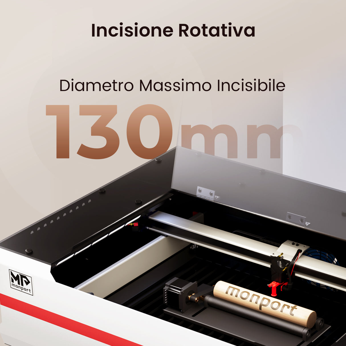 Monport Reno65 Pro Vision 65W Incisore e taglierina laser CO2 da tavolo (24“ X 16”) con fotocamera HD da 8 MP e autofocus assistito magneticamente