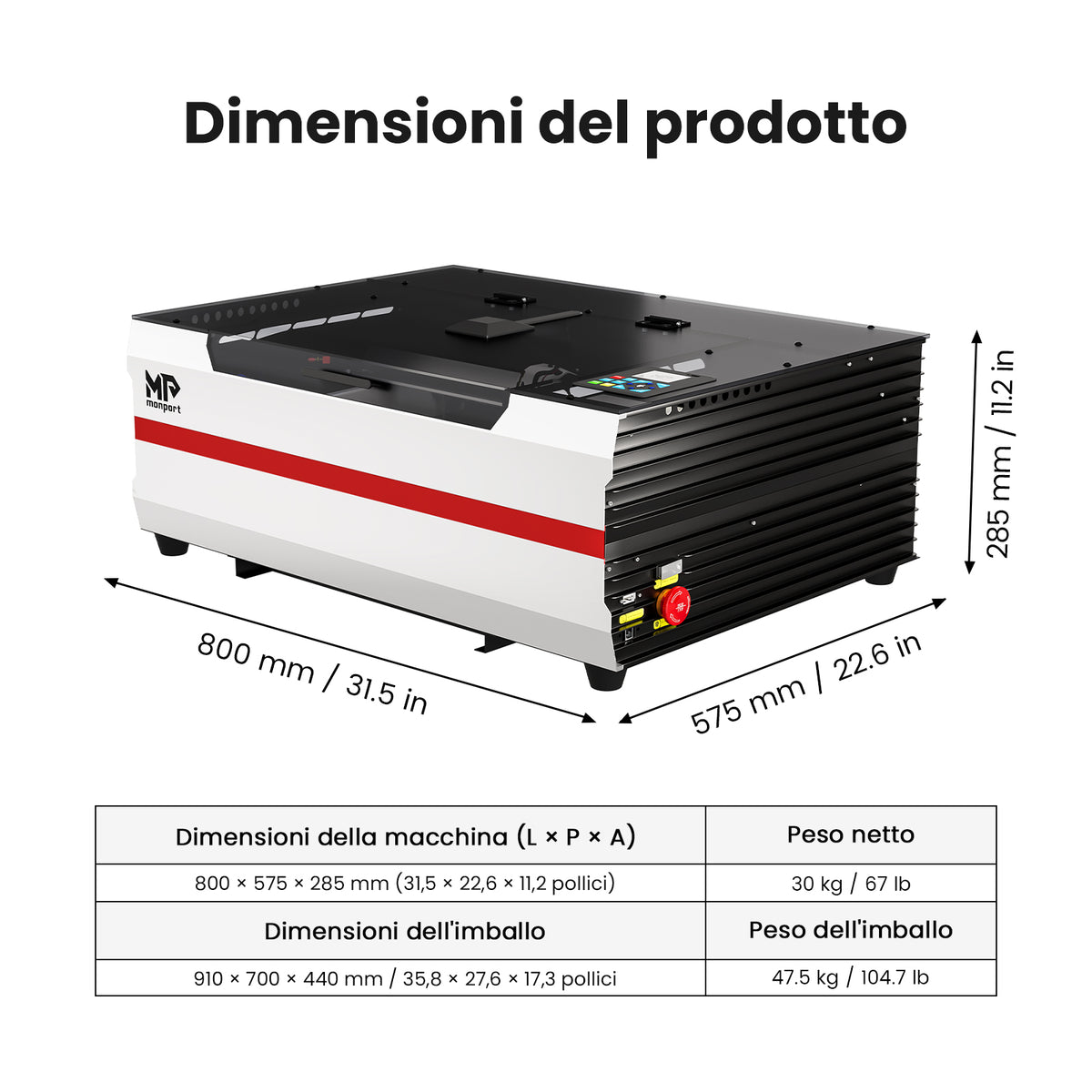 Monport Reno45 Pro Vision Aggiornato 45W Incisore & Tagliatore Laser CO₂ con Raffreddamento ad Acqua Integrato & Fotocamera HD da 8 MP