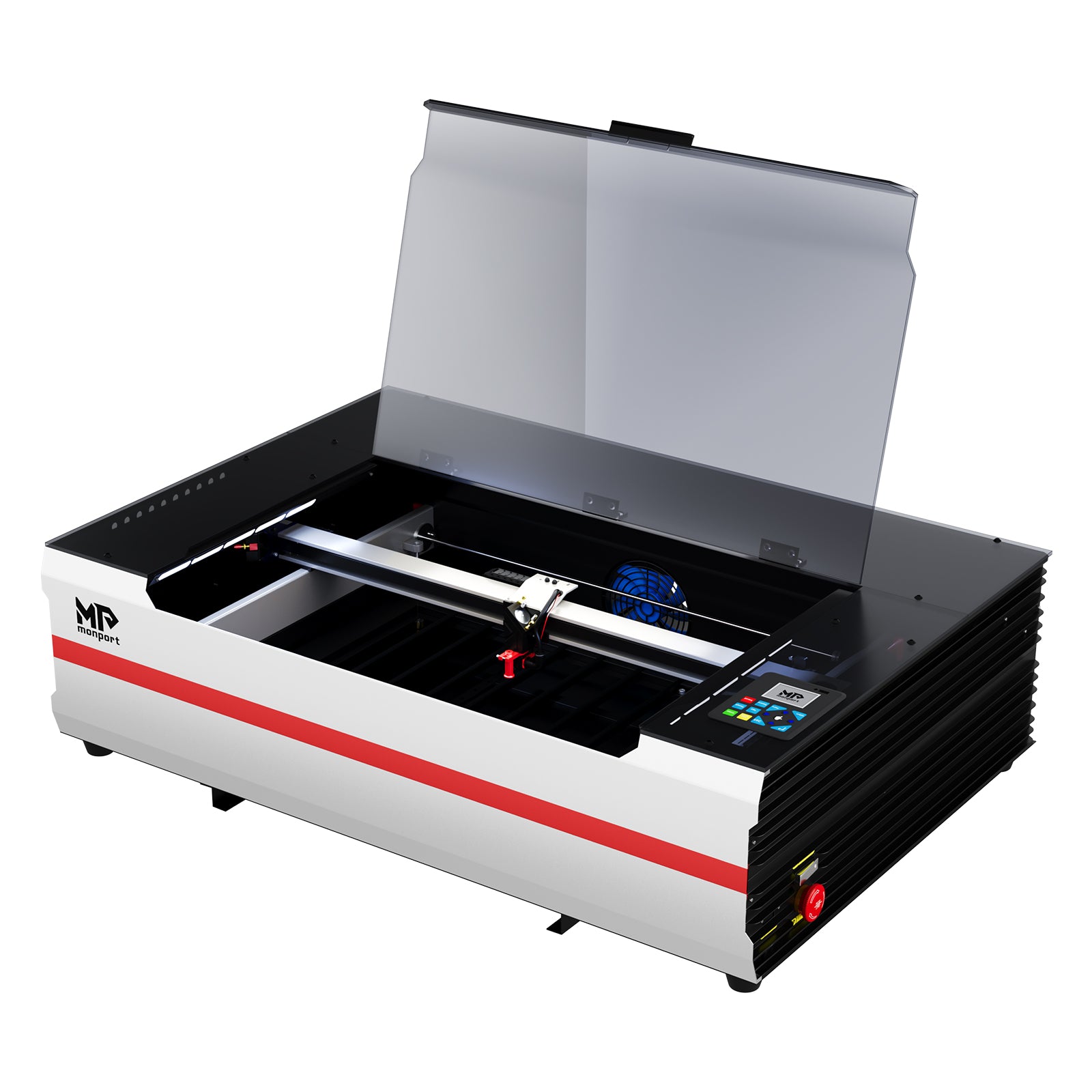 Incisore e taglierina laser CO2 da tavolo Monport Reno65 Pro 65W (24“ X 16”) con nuovo controller DSP e semi-autofocus