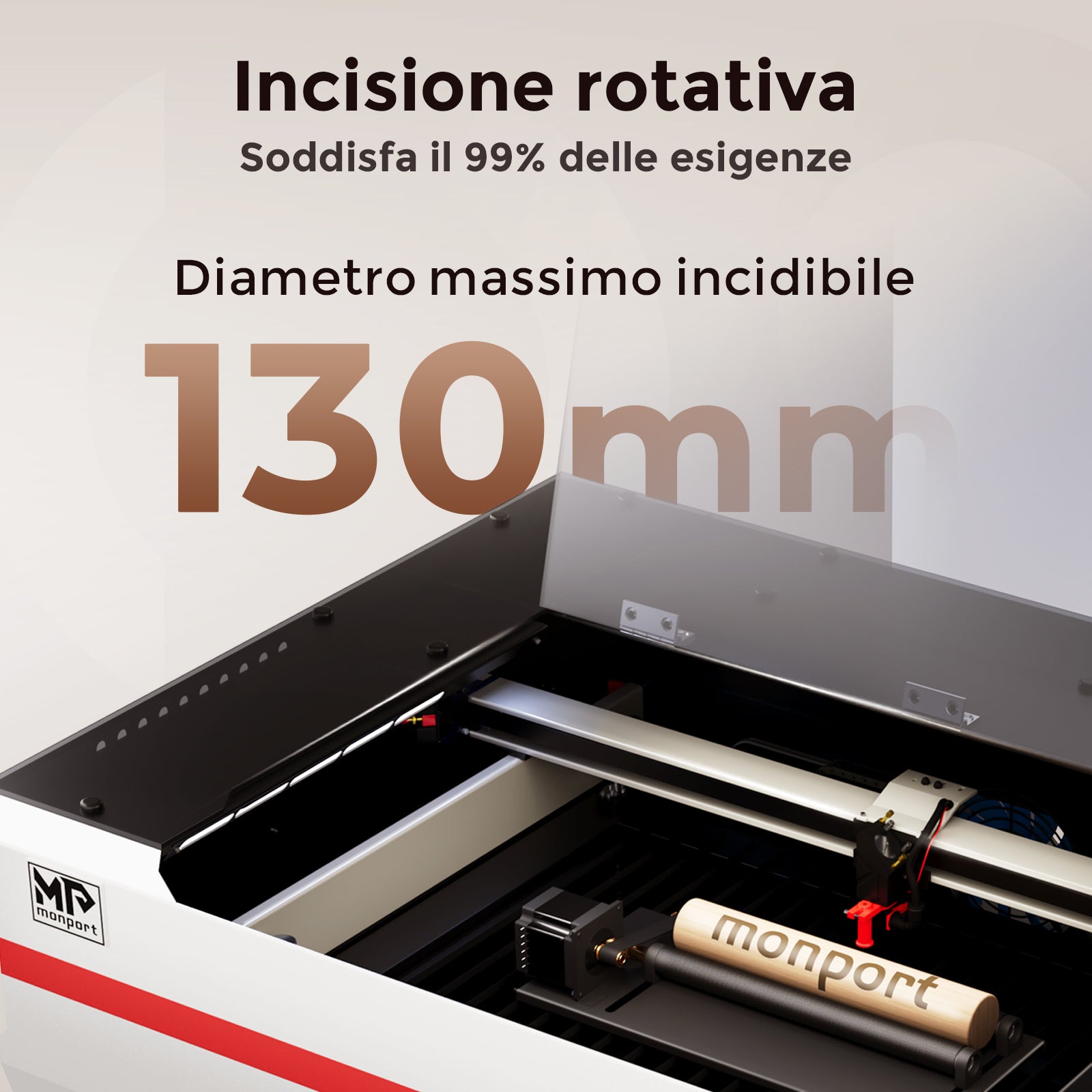 Incisore e taglierina laser CO2 da tavolo Monport Reno65 Pro 65W (24“ X 16”) con nuovo controller DSP e semi-autofocus