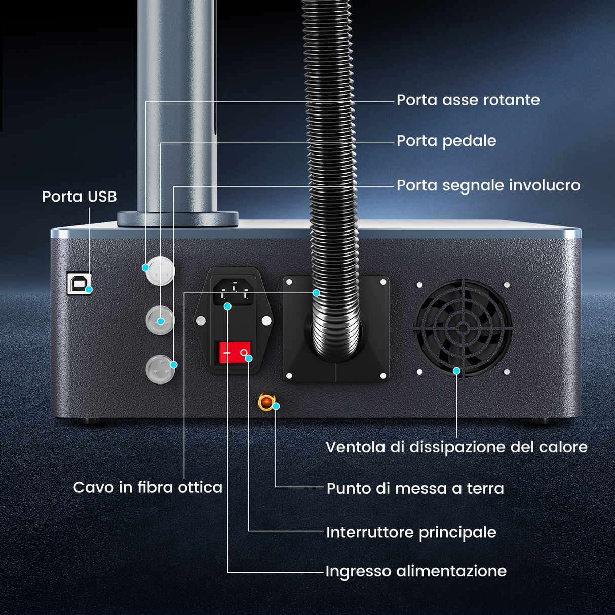 Macchina per incisione e marcatura laser a fibra integrata Monport GM 50W Pro con messa a fuoco automatica - Macchina