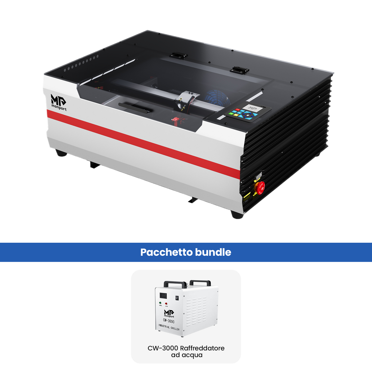 Incisore e taglierina laser CO2 da tavolo Monport Reno45 Pro da 45 W (16" X 12") con nuovissima messa a fuoco semi-automatica