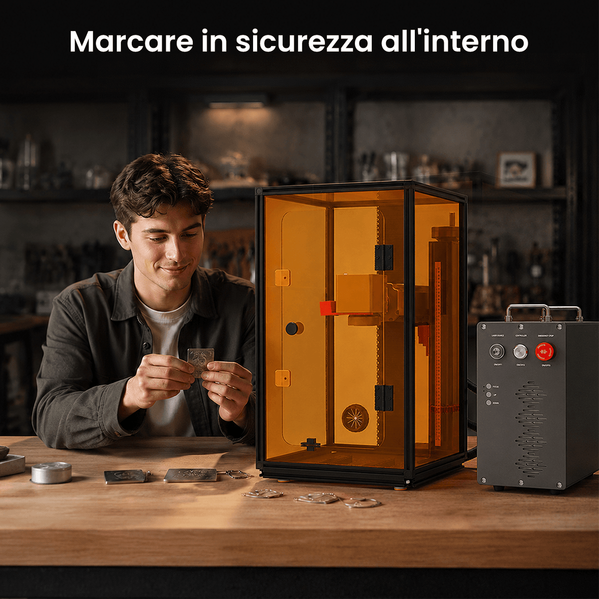 Contenitore per incisore laser Monport per laser a fibra GT e GPro (con interruttore di protezione della porta)