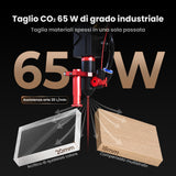 Monport Reno65 Pro 65W Incisore Laser CO₂ Aggiornato (24" × 16") con Raffreddamento ad Acqua, Assistenza Aria Integrata e Ripresa dell’Incisione dopo un’Interruzione di Corrente