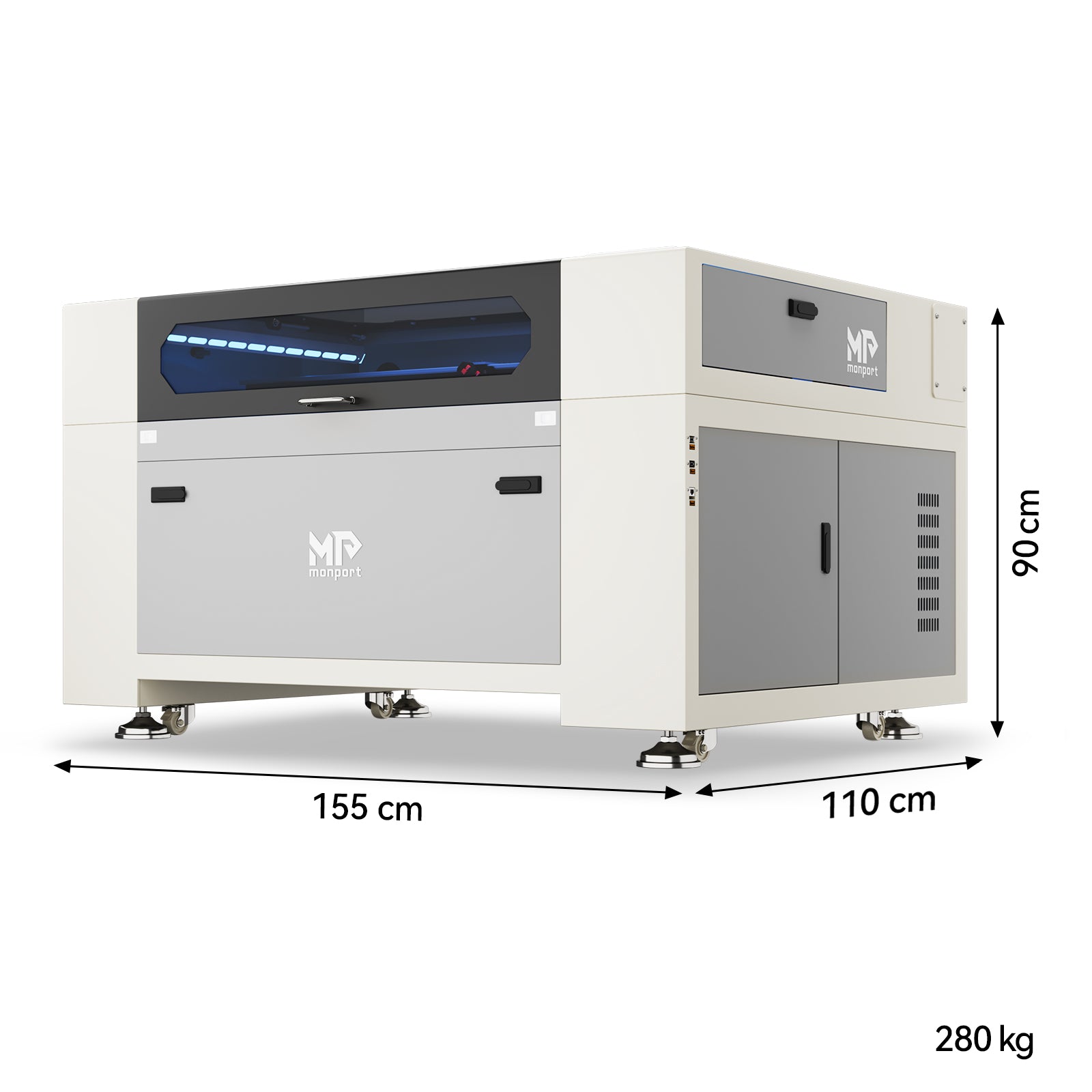 Monport Effi 10S versione aggiornata Macchina per incisione e taglio laser CO2 da 100W con funzione di messa a fuoco automatica e refrigeratore d'acqua integrato