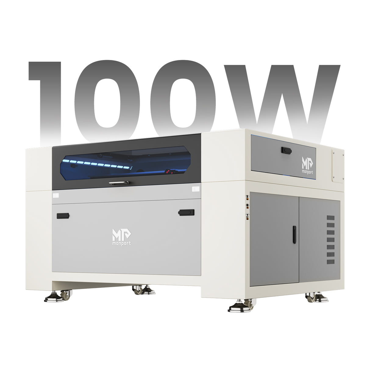 Monport Effi 10S versione aggiornata Macchina per incisione e taglio laser CO2 da 100W con funzione di messa a fuoco automatica e refrigeratore d'acqua integrato
