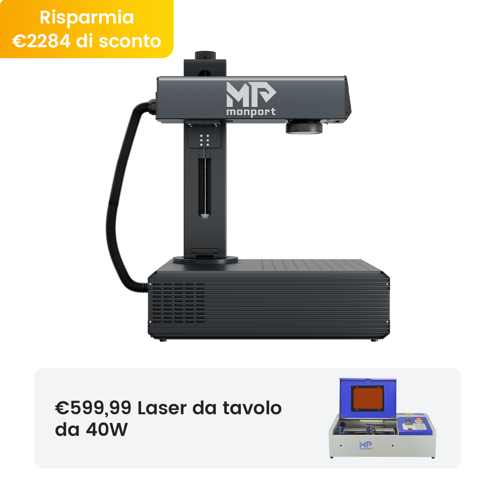 Monport GA migliora la macchina di incisione e di marker con un laser a fibre ottiche MOPA integrato a 100W con connessioni automatiche