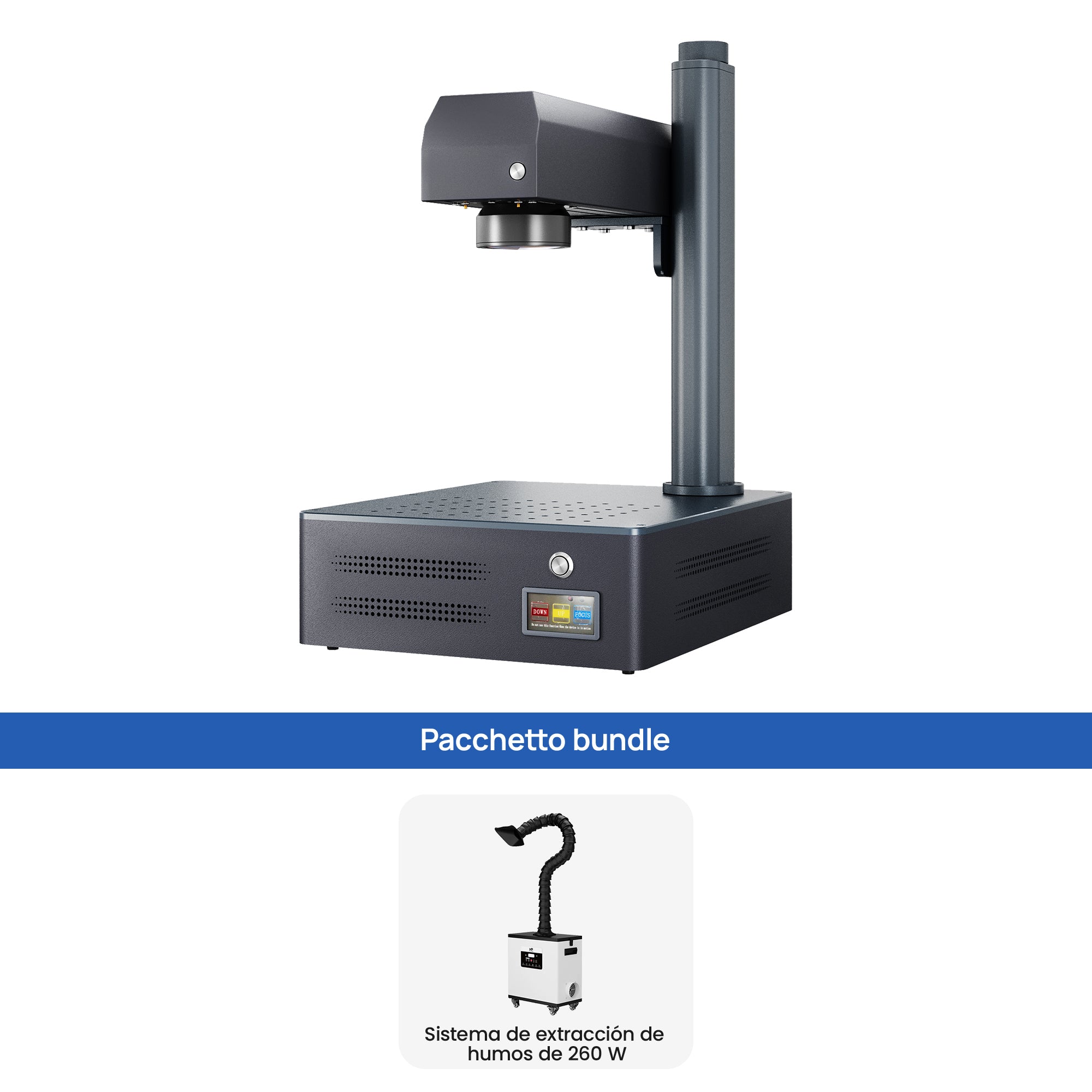 Macchina per incisione e marcatura laser a fibra integrata Monport GM 50W Pro con messa a fuoco automatica - Macchina