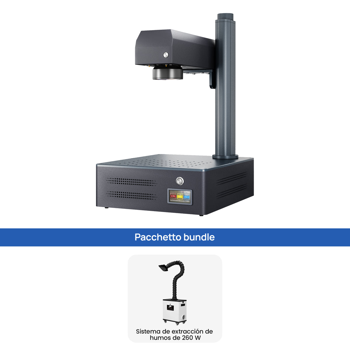 Macchina per incisione e marcatura laser a fibra integrata Monport GM 50W Pro con messa a fuoco automatica - Macchina