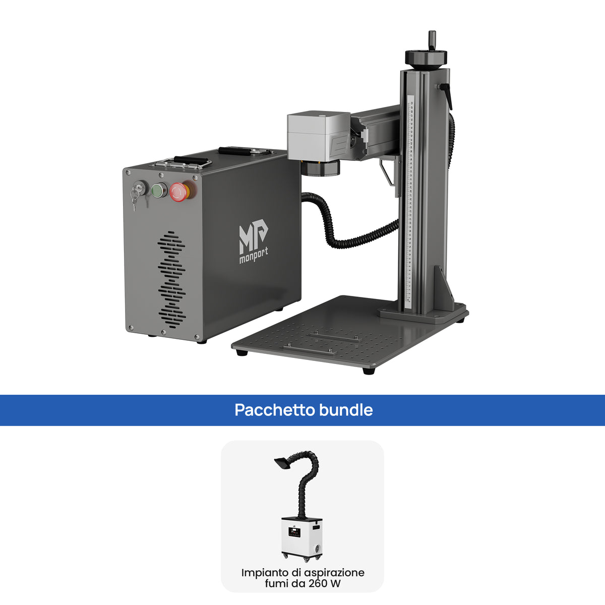 Monport GPro Vision 60W Laser per incisione e marcatura in fibra MOPA Split con Visione Intelligente 16MP e Messa a fuoco automatica