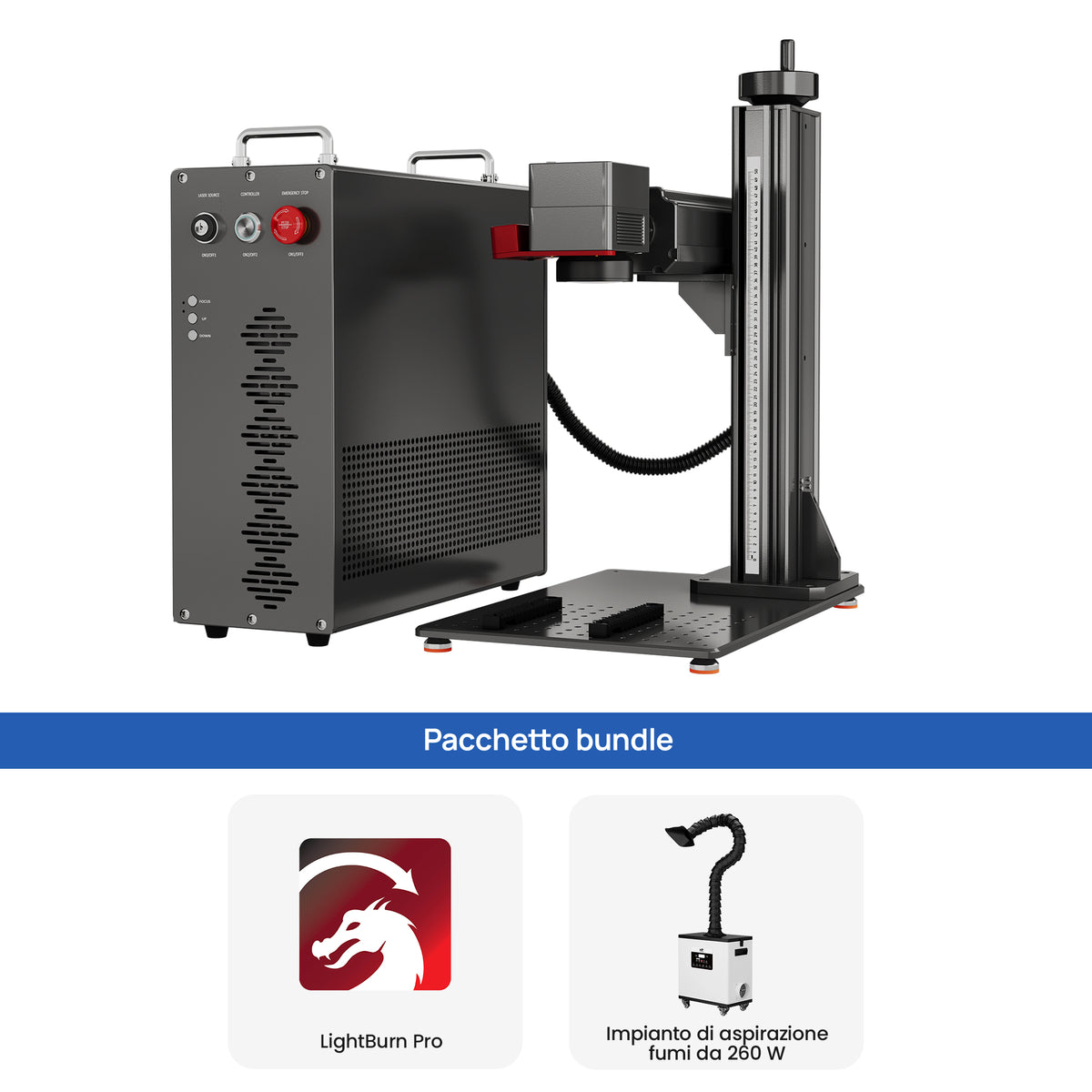 Monport GPro Vision 200W Laser per incisione e marcatura in fibra MOPA Split con Visione Intelligente 16MP e Messa a fuoco automatica
