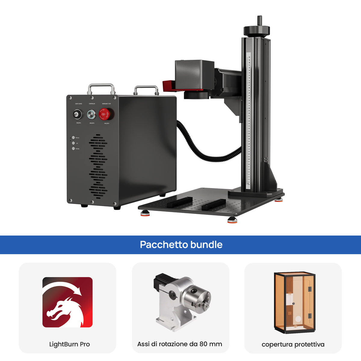 Monport GPro Vision 100W Laser per incisione e marcatura in fibra MOPA Split con Visione Intelligente 16MP e Messa a fuoco automatica