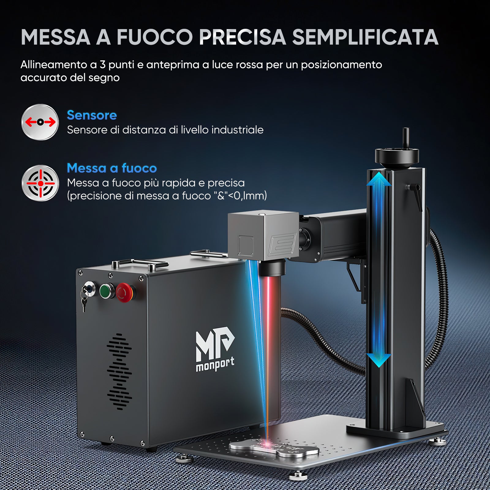 Monport 30W (175 x 175 mm)GPro MOPA laser a fibre ottiche
