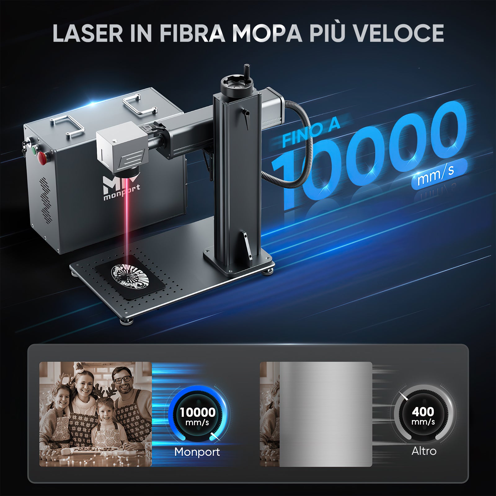 Monport 30W (175 x 175 mm)GPro MOPA laser a fibre ottiche