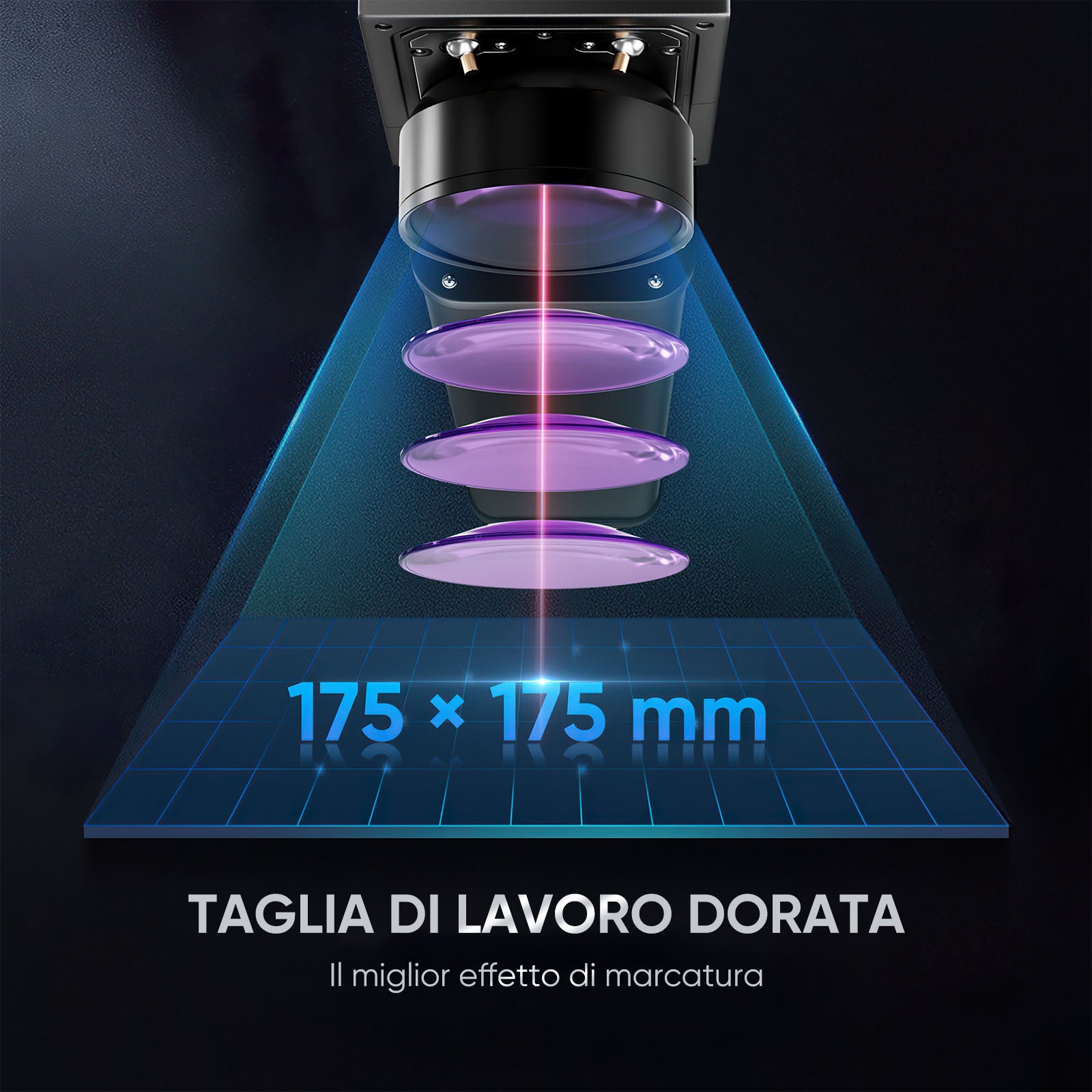 Monport 30W (175 x 175 mm)GPro MOPA laser a fibre ottiche