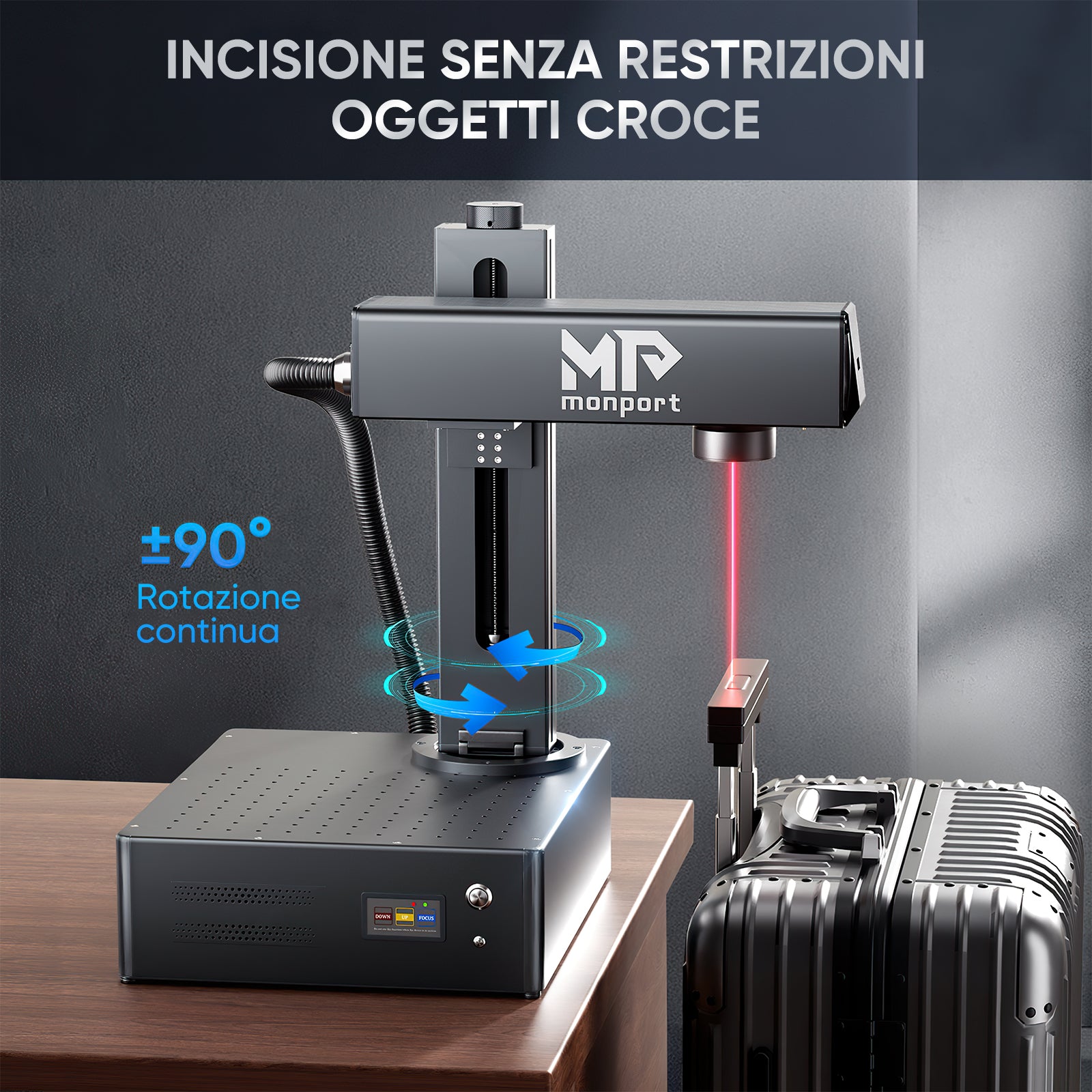 Monport GA migliora la macchina di incisione e di marker con un laser a fibre ottiche MOPA integrato a 100W con connessioni automatiche