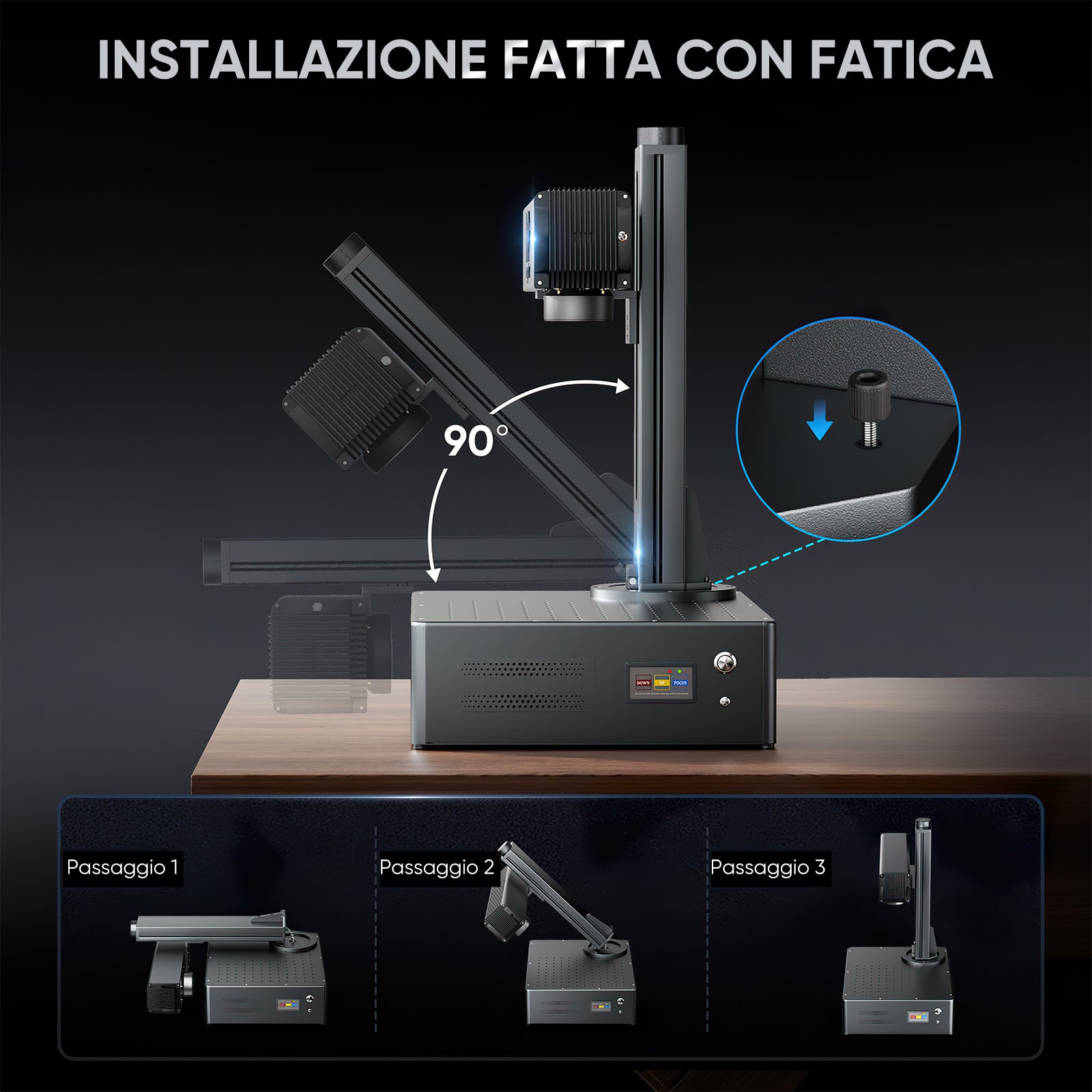 Una macchina di incisione e di marker con un laser a fibre ottiche rinforzato da Monport GA a 30W si collega automaticamente