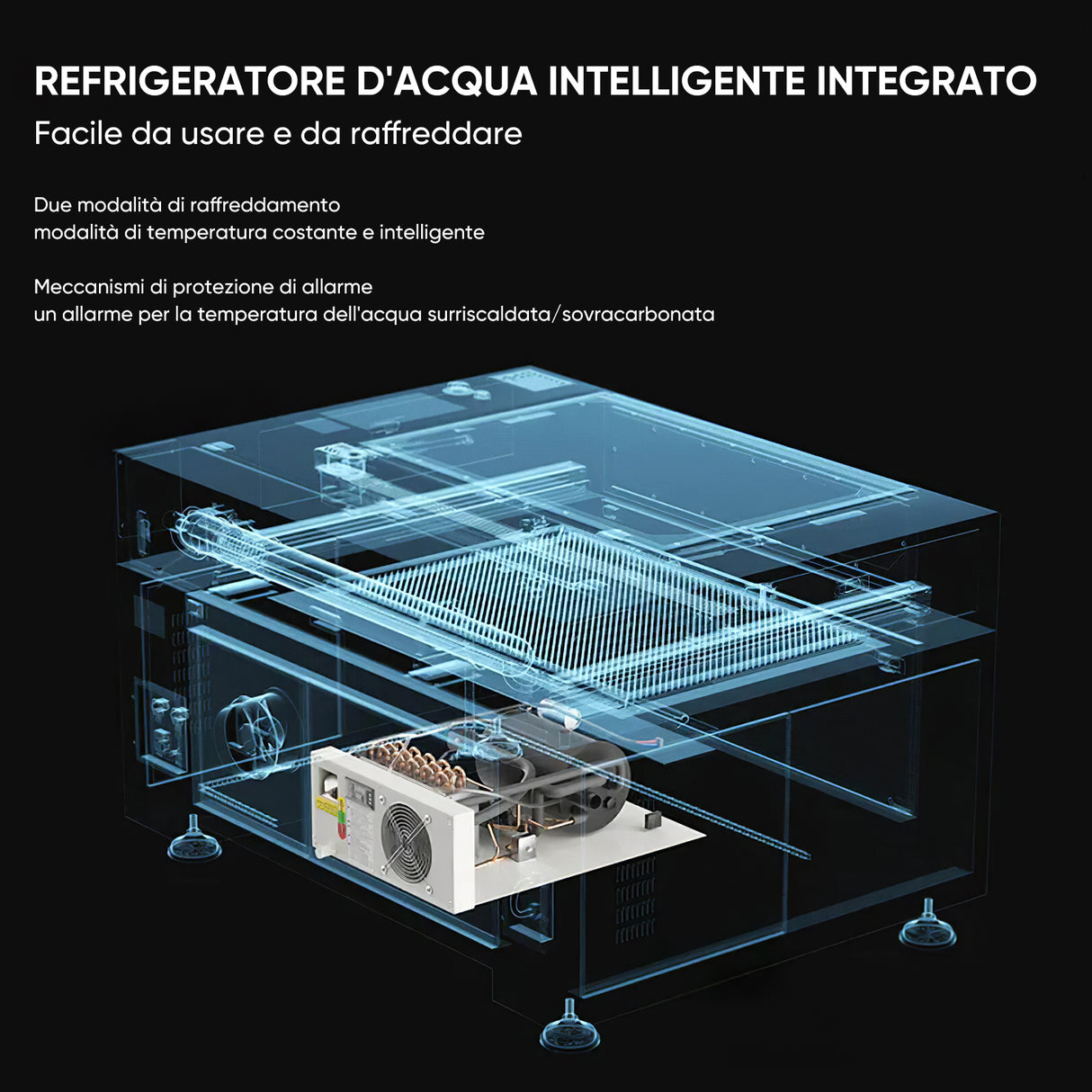 80W CO2 integrato con un sistema di refrigerazione ad acqua (900 x 600mm)