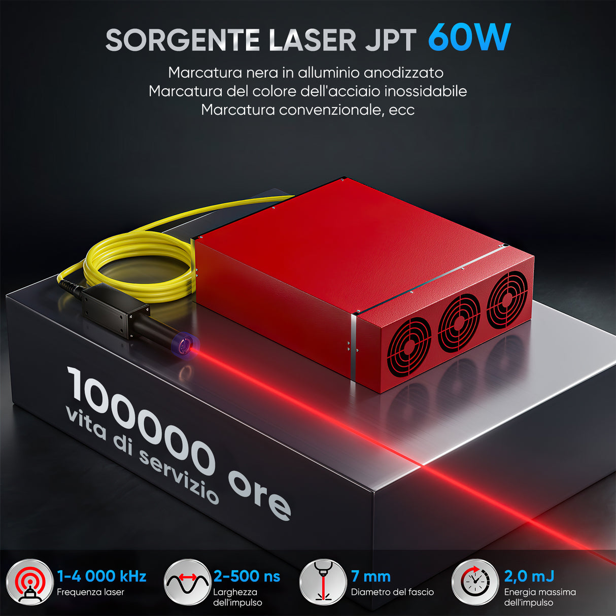 Monport GA migliora la macchina di incisione e di marker con un laser a fibre ottiche MOPA integrato a 100W con connessioni automatiche