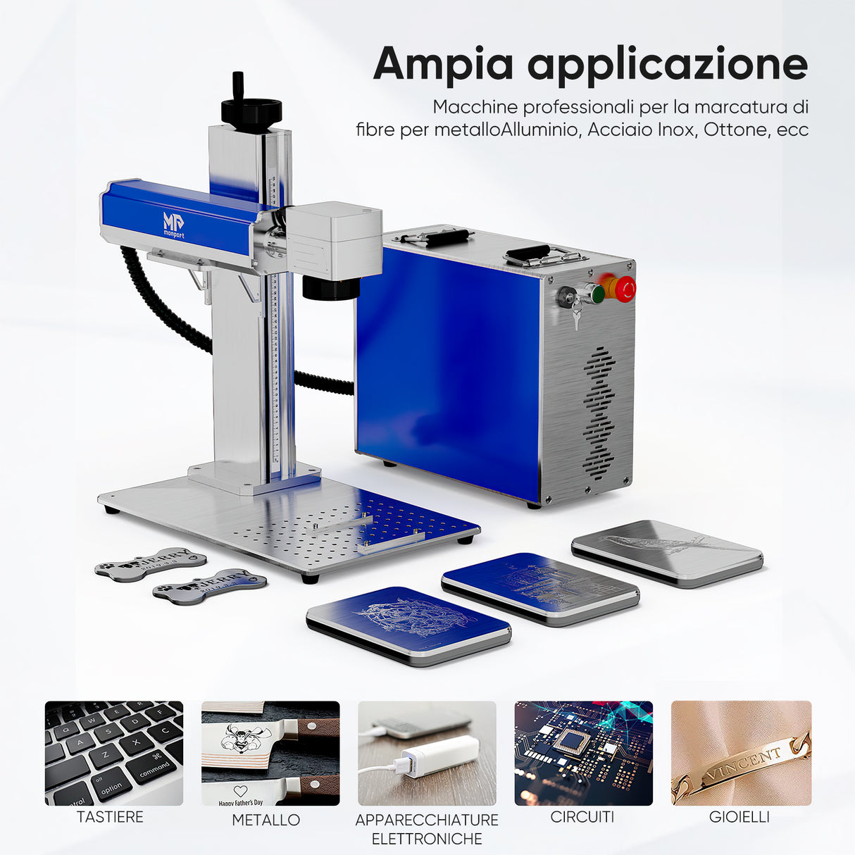 Macchina per incisione e marker laser a fibre ottiche Monport 30W(5.9 "x 5.9")