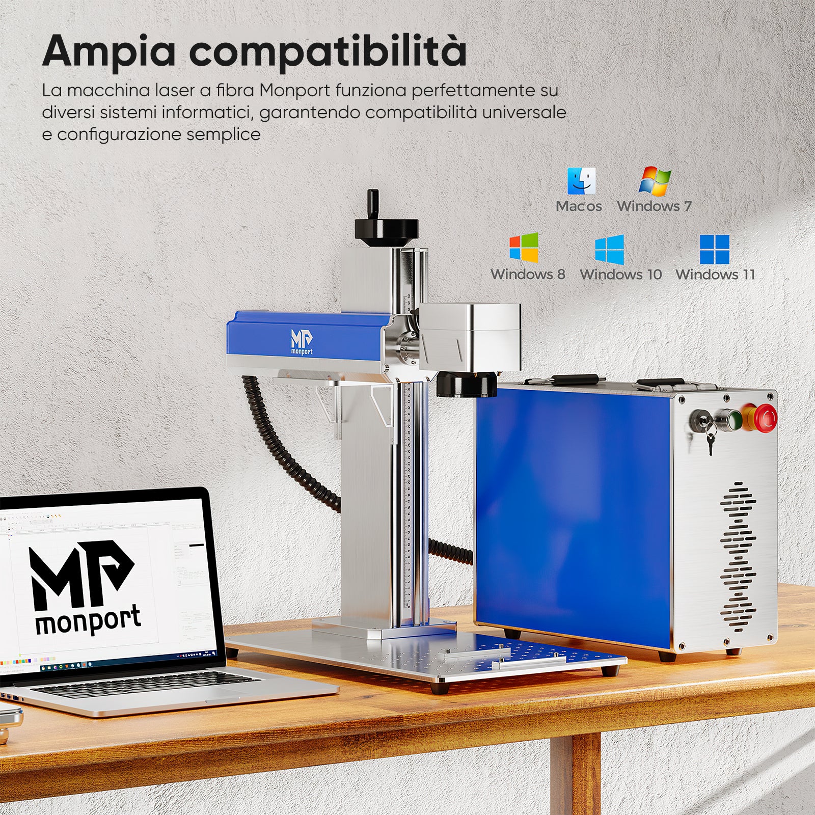 Macchina per incisione e marker laser a fibre ottiche Monport 30W(5.9 