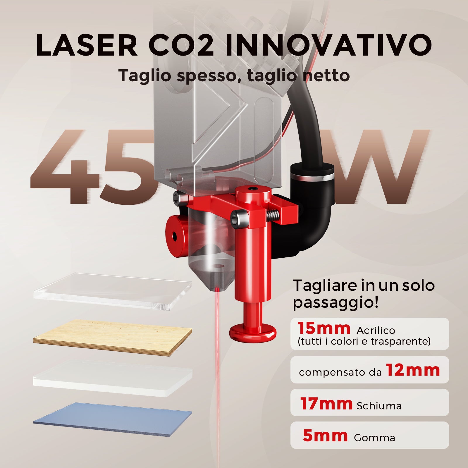 Incisore e taglierina laser CO2 da tavolo Monport Reno45 Pro da 45 W (16