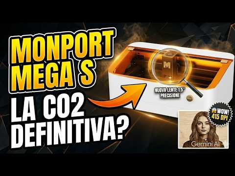 Monport MEGAS – Upgrade della serie Mega: macchina per incisione e taglio laser CO₂ da 70W con precisione intelligente